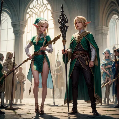 elf Holding a staff and standing as support