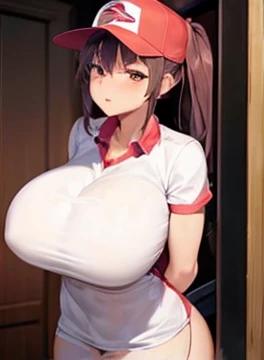 Sexy Delivery Person,Huge breasts,stand at the door