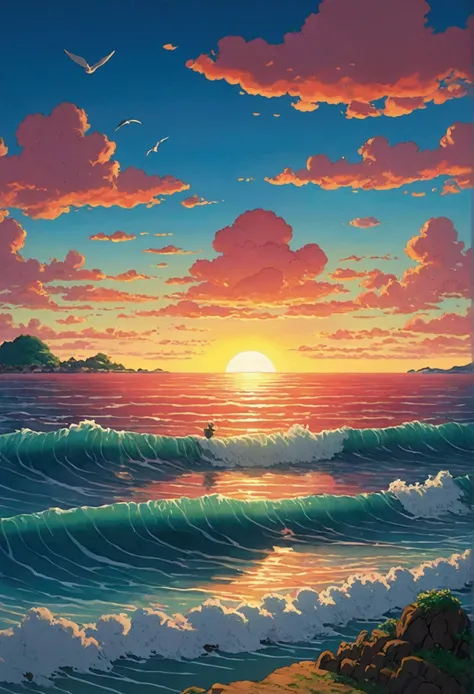 Ghibli　Ocean　sunset　Ponyo 