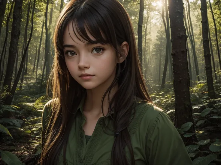 Portrait of a girl in the forest. various poses. beautiful light.