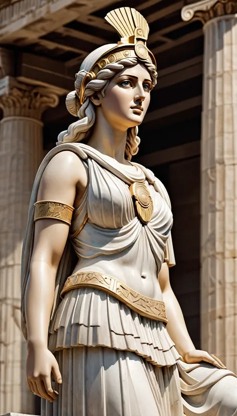 statue of goddess athena.parthenon on the acropolis in athens.ancient greek art, with its high artistic attainments and aestheti...