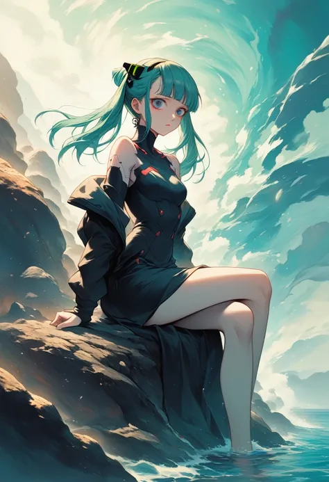 Wearing a black dress、Anime girl sitting on a rock surrounded by seashells, anime art wallpaper 4k, anime art wallpaper 4k, 4K Manga Wallpapers, Wallpaper Anime Blue Water, Anime Art Wallpapers 8K, Deep Sea Cyberpunk, Anime fantasy artwork, Ultra HD Anime ...