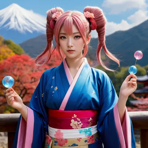 (masterpiece), (Highest quality), (Very detailed), (Dirty Hair), (figure), (1 girl) (Long Pink Hair 1.5) (blue eyes) (Double Ponytail 2.0), ((((No shoulders))),Hanfu, (Looking at the audience, (interview), (Simple Background), Beautiful and delicate eyes, ...