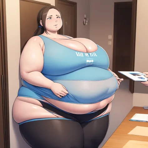 wii fit trainer, a woman, thick body, extremely white skin, a tall and curvy figure, highres, and a hyper massive voluptuous bod...