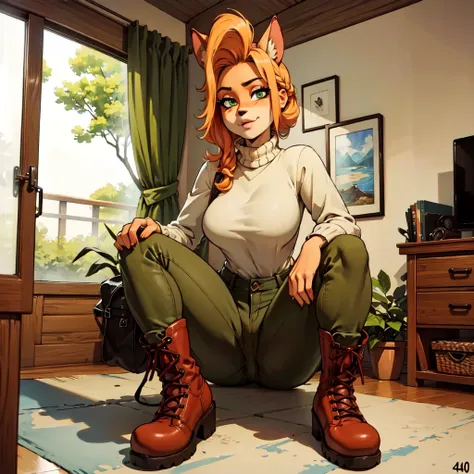 (best quality,4k,8k,highres,masterpiece:1.2),ultra-detailed,realistic:1.37,portrait,anthro bandicoot girl redhead, braided hair,...