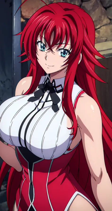 (((picture perfect))), (absurdres), 1girl, solo, rias gremory, looking at viewer, smile, (((upper body)))