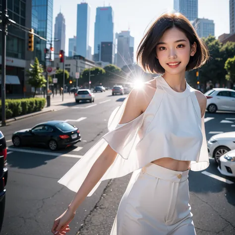 Highest quality,master piece,incredibly absurdres,high resolution,lens flare,a girl, one girl,solo focus,alone,full body,perfect anatomy,8k,a girl, one girl,solo focus,alone,Japanese women,26 years old,Clear,beautiful,Beautiful eyes,Detailed eyes,smile,tee...