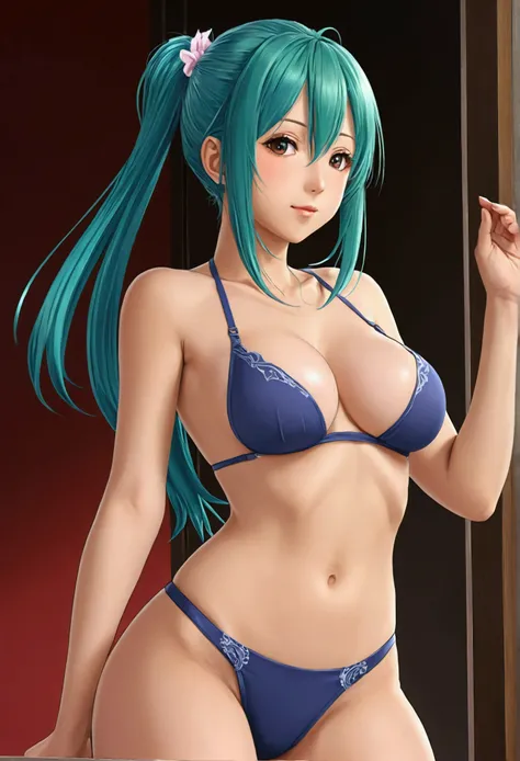 Anime girl in thong showing tits