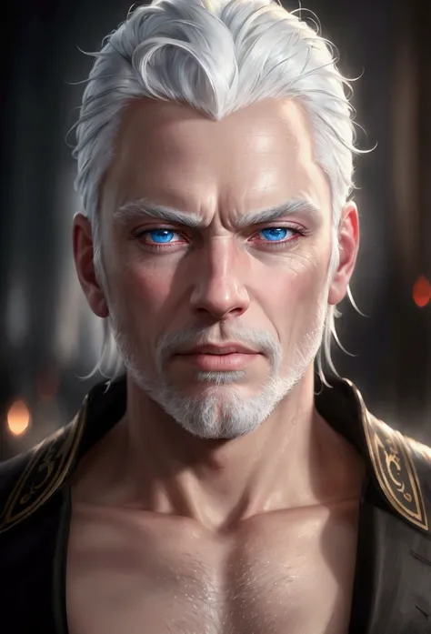 a man with white hair and blue eyes, detailed portrait, ultra-detailed, (best quality,4k,8k,highres,masterpiece:1.2),ultra-detailed,(realistic,photorealistic,photo-realistic:1.37),HDR,UHD,studio lighting,ultra-fine painting,sharp focus,physically-based ren...