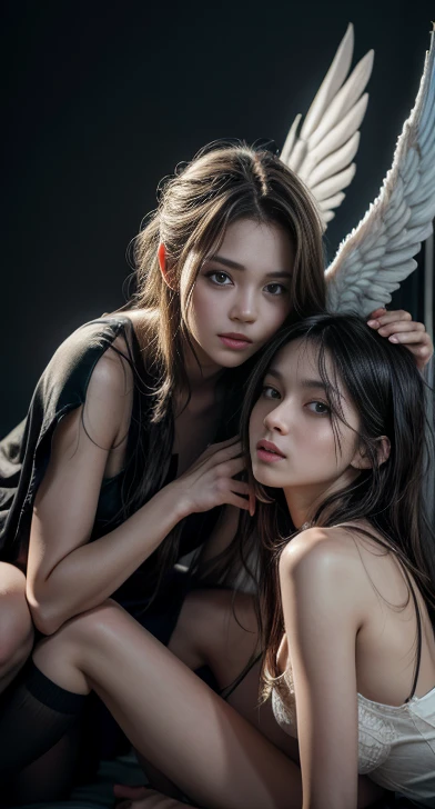 Angel and demon, high quality image, 8k. 