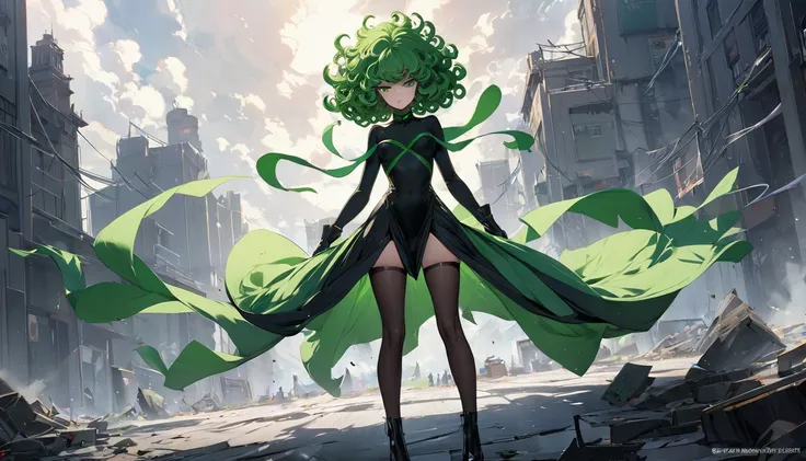 (masterpiece artwork, best qualityer:1.2), standing alone, 1 girl, tatsumaki, it&#39;s not funny, mouth shut, looking a viewer, ...