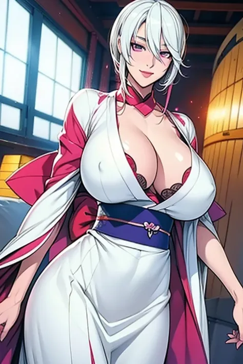 An anime-style artwork depicting ruan mei from the game Honkai star rail.

Tags: ruan mei, anime, detailed eyes, detailed lips, (short kimono:1.1), elbow gloves, smiling expression, intense gaze, glowing emblem on hand, dynamic pose, indoor, palace, vibran...