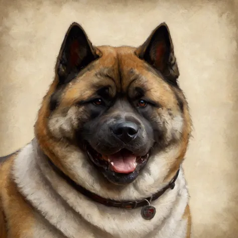 american akita – a beauty with plush fur and a characteristic dark mask. the breed combines courage, friendliness,  funky, retro...