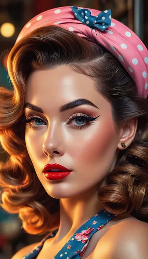 Create imaginative and amazing images demonstrating the style of ((Pin-Up)), hyper realistic, 8k, vibrant colors, sharp crisp image