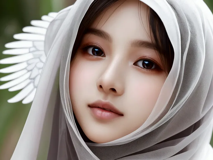 (best quality, high resolution), full screen of angel face, malay hijab girl, perfect eyes, perfect nose, perfect lips, delicate and defined facial features, ethereal glow, soft and gentle lighting, flawless skin texture, intricate details, captivating exp...