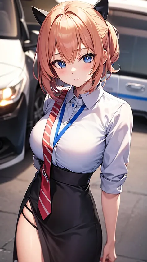 Beautiful anime girl, young, police lookbook, close up