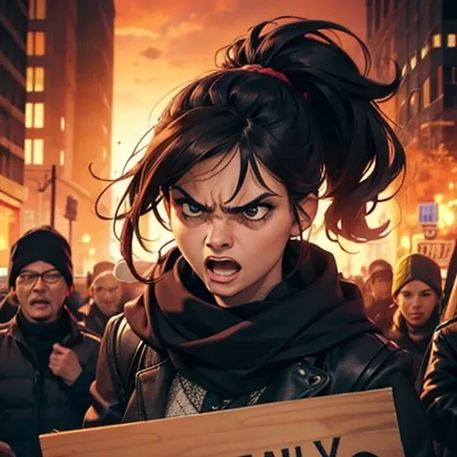 angry woman in protest