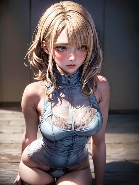 unparalleled masterpiece, ultra realistic 8k CG,masterpiece,pov,(delicate photograph,ultra_detailed,16k,raw photo:1.3),(realistic:1.9,photorealistic:1.9), beautiful detailed eyes,1 girl,(zettai_ryoiki,cameltoe),blonde wavy hair, slender body, precious hair...