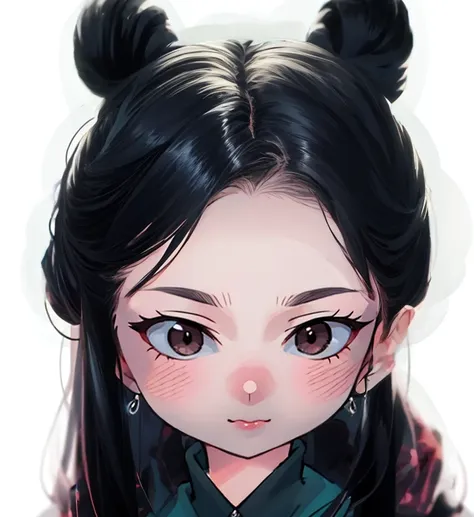 double buns hair style, classic chinese hair, (masterpiece:1.2),(best quality:1.2), looking at viewer, curious face, gothic, (sh...