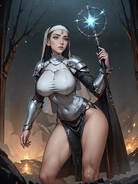 (masterpiece, top quality, best quality, official art, beautiful and aesthetic:1.2), (1girl:1.3), ((Sharp facial features, sharp features, hawkish features)), ((blue eyes)), busty paladin knight girl, extremely detailed, portrait, looking at viewer, solo, ...