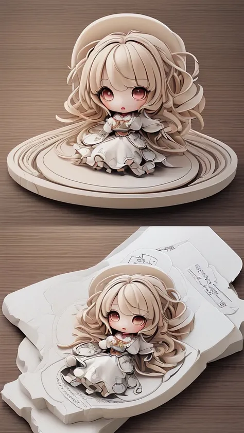 (((masterpiece､highest quality､high resolution､super detailed description､)))､(chibi character&#39;s daughter:1.6)、3 heads､white...