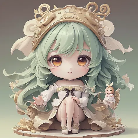 (((masterpiece､highest quality､high resolution､super detailed description､)))､(chibi character&#39;s daughter:1.6)、3 heads､white...