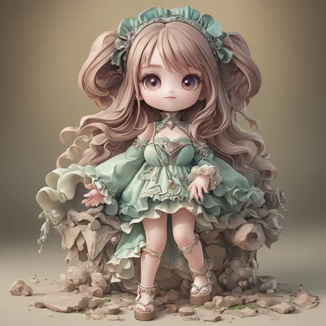 (((masterpiece､highest quality､high resolution､super detailed description､)))､(chibi character&#39;s daughter:1.6)、3 heads､white...