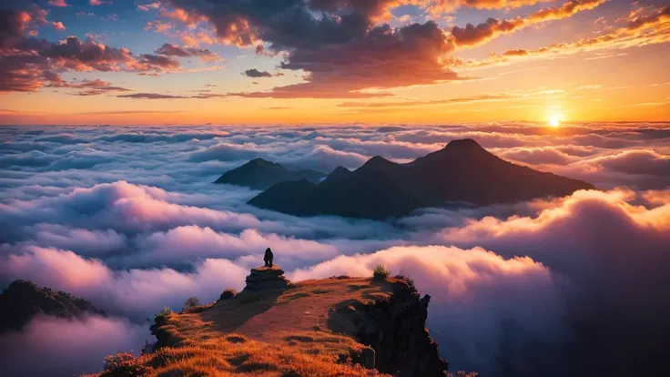 Best image quality,Fantasy,sea of clouds,sunset