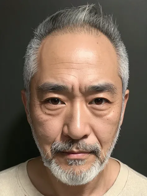 Close-up of a man with a beard and a sweater, Asian Man, Asian Face, Filmed in the early 2020s, Male face and bust, George Kamitani, hiroaki samura, tetsuo hara, front, naoki ikushima, Male face, Asian Man, daisuke tsutsumi, Man&#39;s face