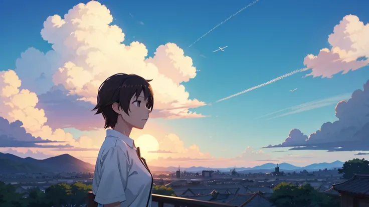 Makoto Shinkai Concept Art、Summer sky、cloud、blue sky、積乱cloud、Sun light、Ultra-realistic、Like the picture、