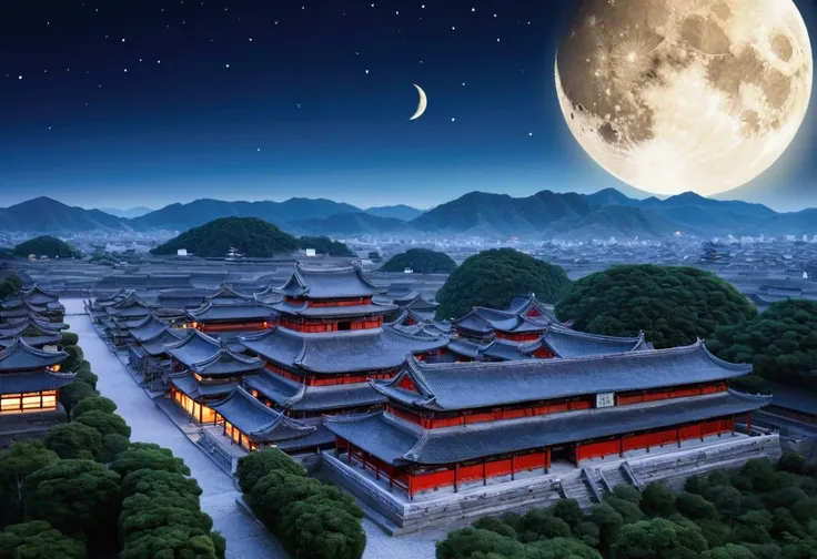 Ancient City、landscape、No people、The moon is out、Western