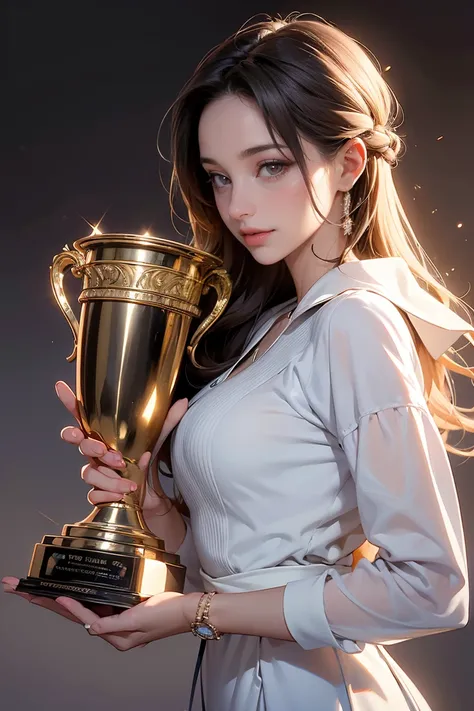 ((Masterpiece, top quality, high resolution, highly detailed CG unified 8K wallpaper)), solo, araffe woman kissing a trophy on a tennis court, martina fackova, simona sbaffi is the captain, magdalena radziej, by January Suchodolski, wining, medium detail, ...