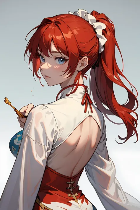 Hair is like a goldfish　China dress　Immortal　Red Hair　White scrunchie　Hair back　drop