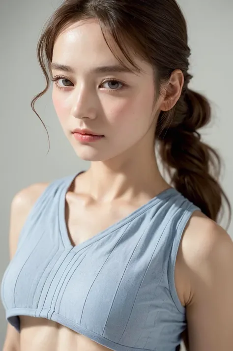 ((Highest quality, 8k, masterpiece :1.3)), One girl, Very fine skin、Close-up of face、Beautiful woman with slim abdominal muscles :1.3, (Random Hairstyles, Huge breasts :1.2), Casual clothing :1.2 Highly Detailed Faces, Fine grain, double eyelid、Japanese wo...