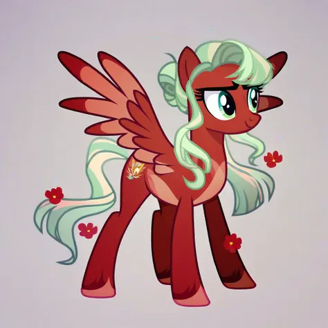 score_9, score_8_up, score_7_up, score_6_up, score_5_up, score_4_up, show accurate, full body, simple background, feral pony, female pony, beautiful appearance, in a cute outfit, cutiemarck, pegasus, original character