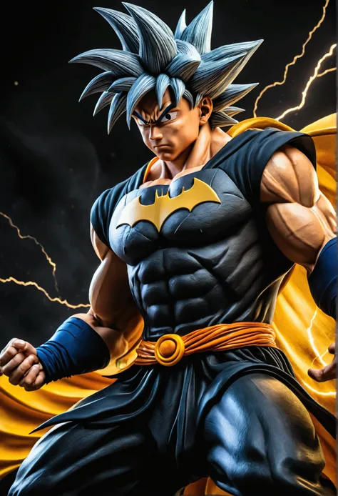 Create image of Goku fused with Batman 