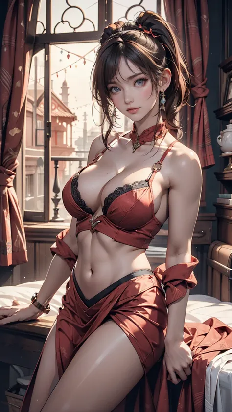 masterpiece, Highest quality, One girl, Jinx lol, alone, Large Breasts, Cleavage,, Chest Curtain, , 