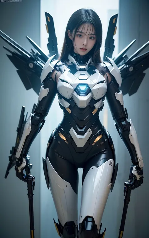 (masterpiece), (best quality), 8K ultra-high resolution, High-resolution details, 18 years old Korean girl, Solitary, beautiful girl,Delicate face，Sexy嘴唇， girl in Mecha armor, Sci-fi cool armor, Extremely detailed armor, Futuristic, Surface light, Hard Lig...