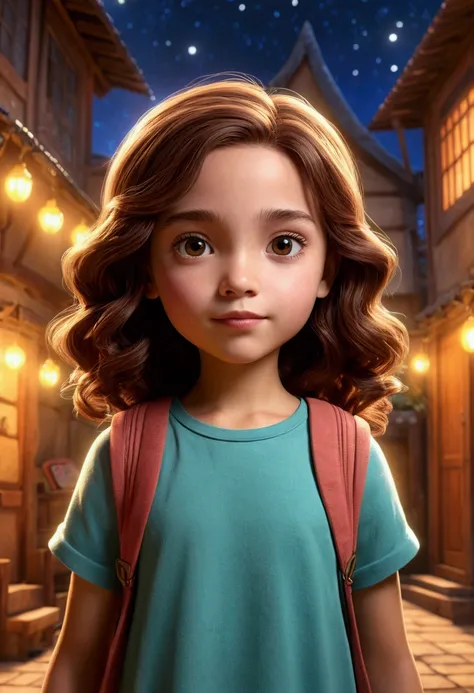 3D rendered image，Use cute Q version style，Graphic novel character Miriam Jane Granger，8-year-old Miaoli looks like a cartoon，With a magical background。