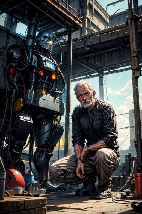 1old man,he is android,robot,mechanic,broken the robot