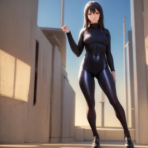 ((Highest quality)), ((masterpiece)), (detailed), style: Moe anime style characters:A full-body image of a female elementary school student ：Extremely realistic lightning bolt pose: Full body clothing: Shiny Tights