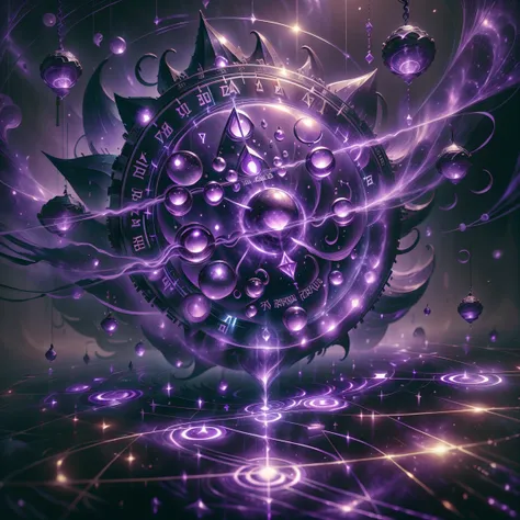 Dias da semana, calendario, tempo, relogio derretendo num universo, (((Week))), purple color, psionicmagic, mana flow, shimmers, psychic energy, GlowingRunes_purple, (((Calendario voando pelo universo)))