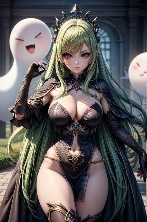 In the middle of  forest  plane there is beatiful siren who dance under the stary night sky, she have neatiful face long green hair with orange highlights her eyes in emerald green  red lipsick and smoky eyes make up, hwe haken body civer only with black t...