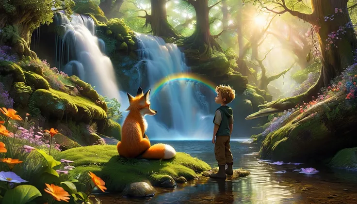 Setting: Various locations within the Enchanted Forest, showing the developing bond.Over the next few weeks, Oliver (a little young boy) and the fox, whom he names Rusty, become inseparable. Rusty shows Oliver hidden wonders of the forest: a waterfall with...