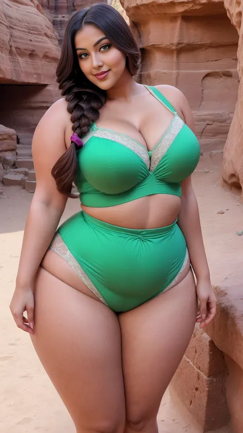 gorgeous curvy plus size Indian bengali actress ritavori , glowing eyes, wearing SHEIN EZwear Green Brazil Letter Graphic Contrast Binding Cami Top Color: Green , covered Bust, parted lips, blushing cheeks, thick thighs, bigger waist, busty, curvy plus siz...