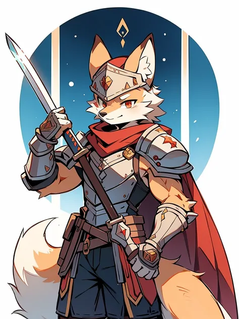 
**Name:** zorritolay

**Species:** Fox

**Physical Description:**
- **Fur:** Bright white with red and brown details.
- **Body:** Muscular and athletic, with a physique that reflects strength and agility.
- **Armor:** Full metal plate armor, polished and ...