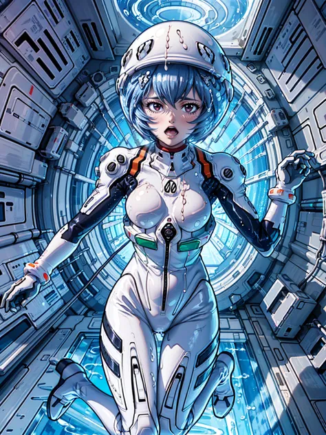 ((Highest quality, 8k wallpaper)),(masterpiece, Highest quality),Very detailed,High resolution,(Official Art:1.3),(((Anime screenshots,Black outline))),One girl,alone, Break mer1,(Rei Ayanami {neon genesis evangelion,}1.2),masterpiece, best quality, outdoo...