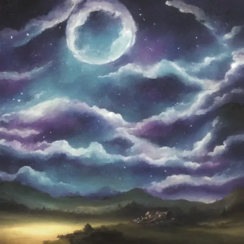 Fantasy、Relaxing space、Night Sky、Landscape painting