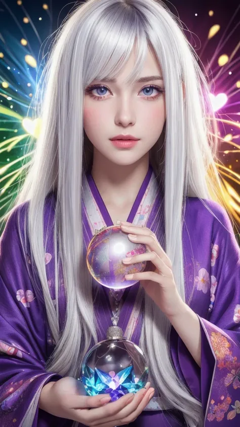 (Masterpiece: 1.3), (8k, photorealistic, raw photo, highest quality: 1.4), (single woman), beautiful face, (realistic face), (long hair), (silver hair, almost white hair, shiny hair, beautiful straight hair), (even bangs), (sharp bangs), straight hairstyle...