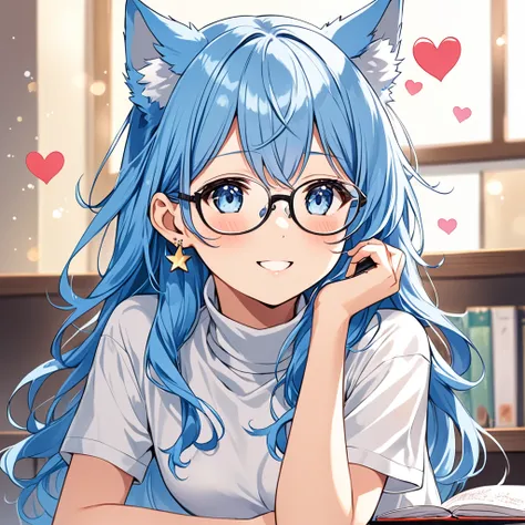 A Japanese demi-human journalist (pre-teen) with sky blue hair, long and a little wavy, falling gracefully from the shoulders.
Big and clear, always glowing with curiosity and enthusiasm.
clear and smooth, with a lightness that highlights its semi-human na...